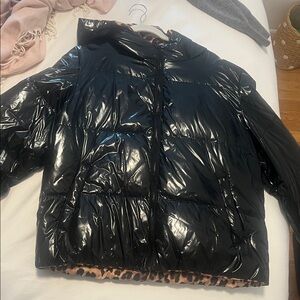 Alice + Olivia Durham Reversible Leopard Print Puffer Jacket